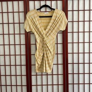 Mini body con dress with a deep plunge